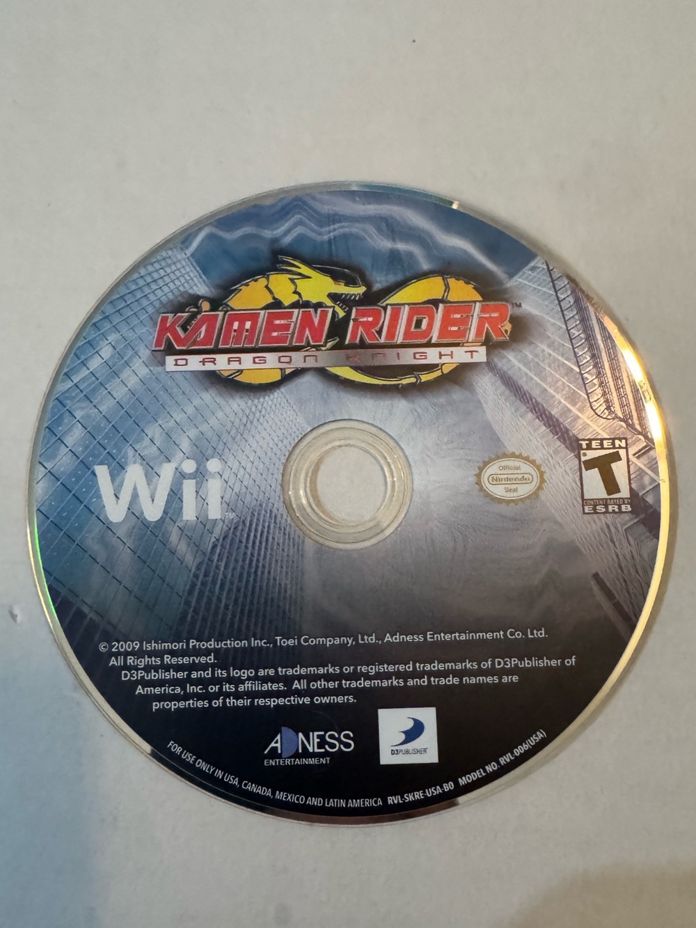 Kamen Rider: Dragon Knight (Nintendo Wii, 2009) Disk Only